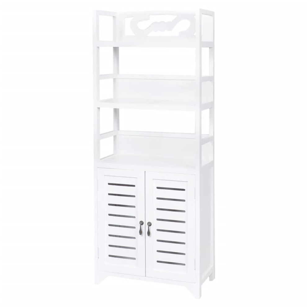 vidaXL Solid Wood Paulownia Display Cabinet White Wooden Bookshelf Cupboard