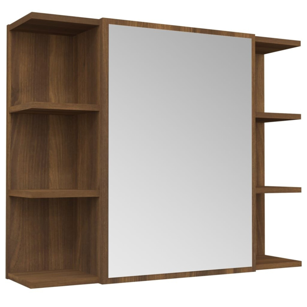 vidaXL Bathroom Mirror Cabinet Brown Oak Engineered Wood Wall Storage Cabinet