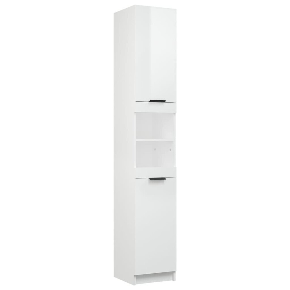 (High gloss white) vidaXL Bathroom Cabinet Washroom Storage Cabinet Cupboard Engineered Wood