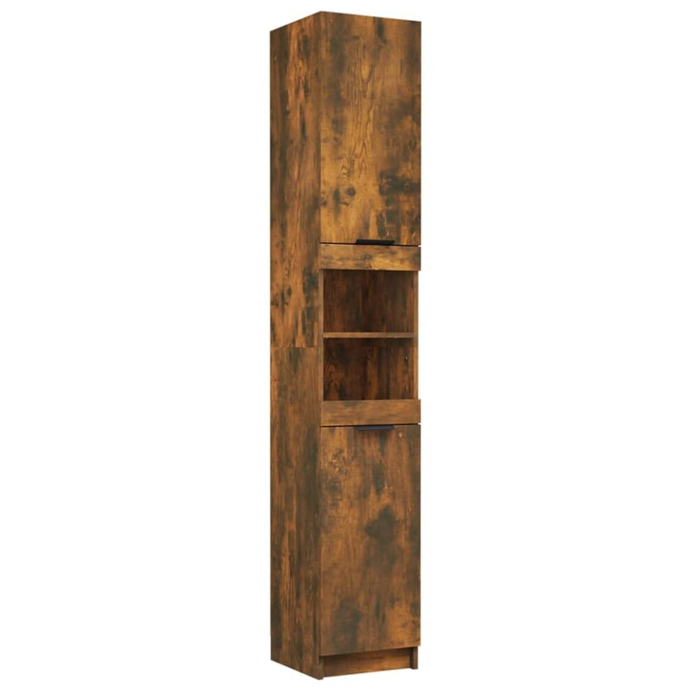 (Smoked oak) vidaXL Bathroom Cabinet Washroom Storage Cabinet Cupboard Engineered Wood