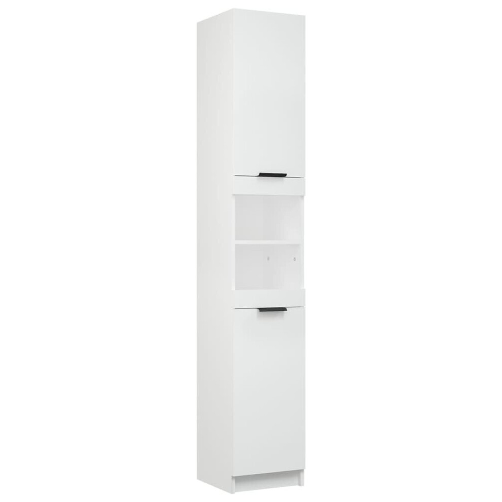 (White) vidaXL Bathroom Cabinet Washroom Storage Cabinet Cupboard Engineered Wood