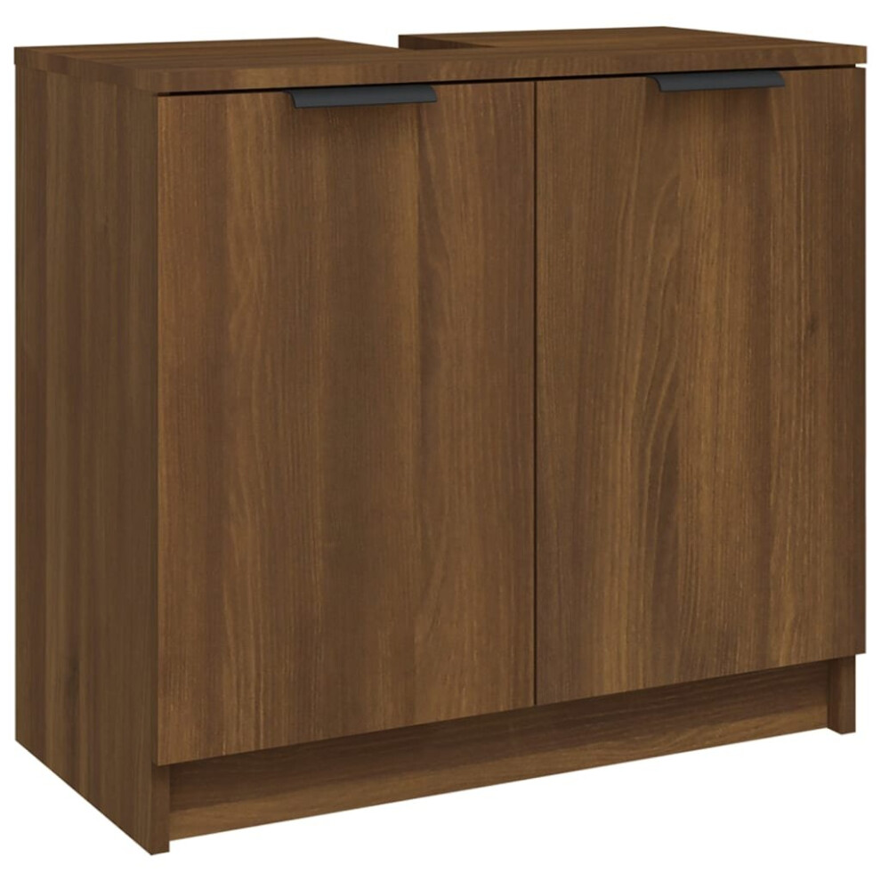 vidaXL Bathroom Cabinet Brown Oak Engineered Wood Toilet Vanity Unit Cupboard