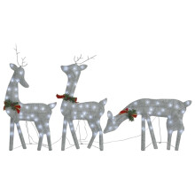 vidaXL Christmas Reindeer Family Silver Cold White Mesh Xmas Glowing Reindeer