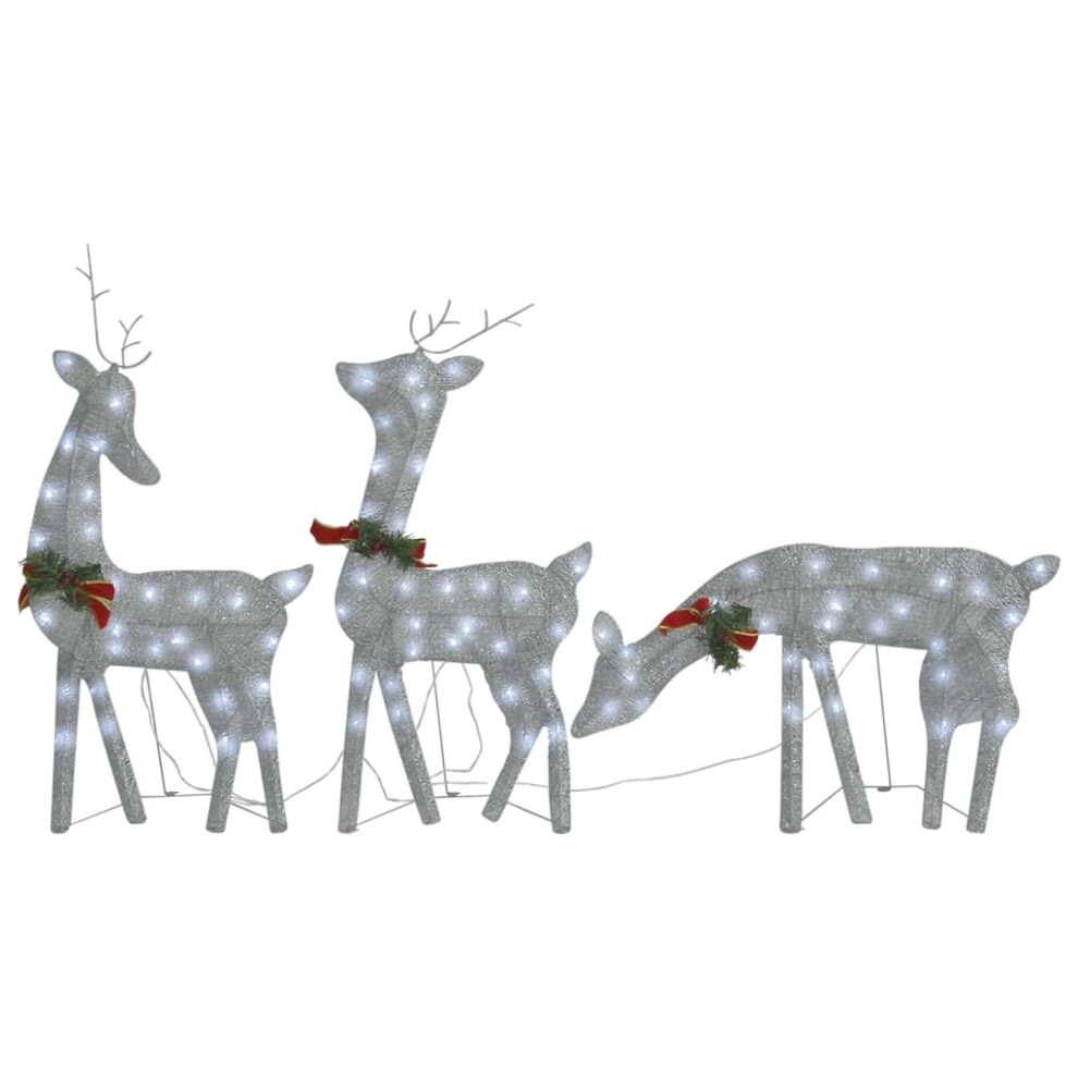 Vidaxl Christmas Reindeer Family Silver Cold White Mesh Xmas Glowing Reindeer