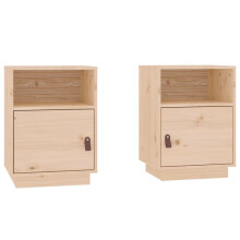(Brown, 2) vidaXL 1/2x Solid Wood Pine Bedside Cabinet Nightstand End Table Multi Colours
