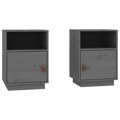 VidaXL (Grey, 2) vidaXL 1/2x Solid Wood Pine Bedside Cabinet Nightstand End Table Multi Colours