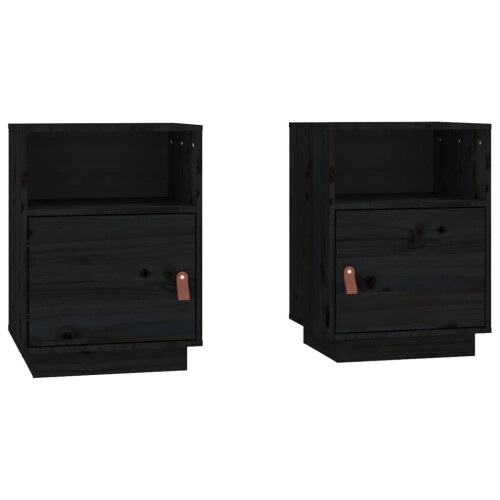 VidaXL (Black, 2) vidaXL 1/2x Solid Wood Pine Bedside Cabinet Nightstand End Table Multi Colours 1