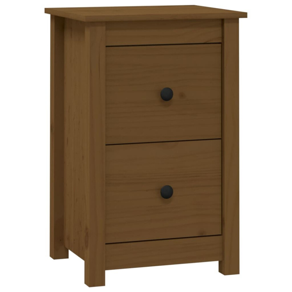 vidaXL Solid Wood Pine Bedside Cabinet Honey Brown Wooden Nightstand End Table