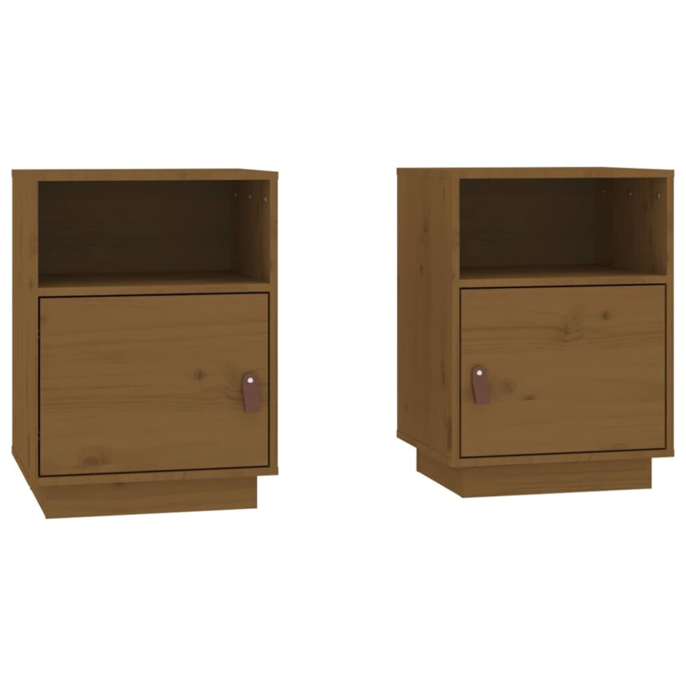 (Honey brown, 2) vidaXL 1/2x Solid Wood Pine Bedside Cabinet Nightstand End Table Multi Colours