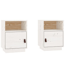 (White, 2) vidaXL 1/2x Solid Wood Pine Bedside Cabinet Nightstand End Table Multi Colours