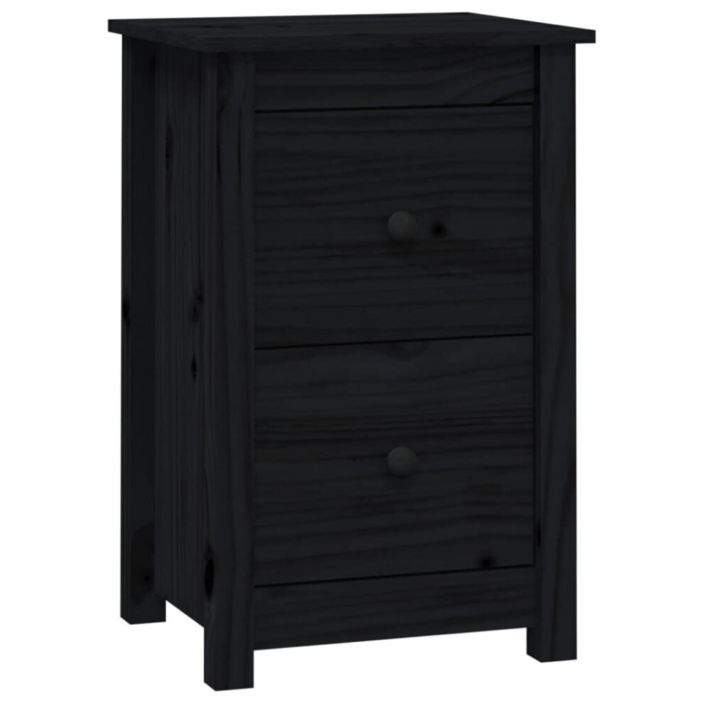 vidaXL Solid Wood Pine Bedside Cabinet Black Nightstand End Table Bed Cabinet