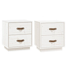 (White, 2) vidaXL 1/2x Solid Wood Pine Bedside Cabinet Nightstand End Table Multi Colours