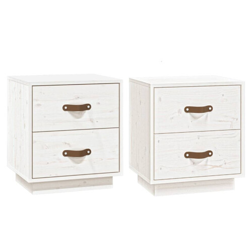 VidaXL (White, 2) vidaXL 1/2x Solid Wood Pine Bedside Cabinet Nightstand End Table Multi Colours
