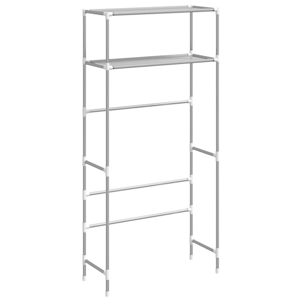 (Grey) vidaXL 2-Tier Storage Rack over Washing Machine Laundry Storage Shelf Iron