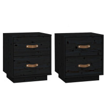 (Black, 2) vidaXL 1/2x Solid Wood Pine Bedside Cabinet Nightstand End Table Multi Colours