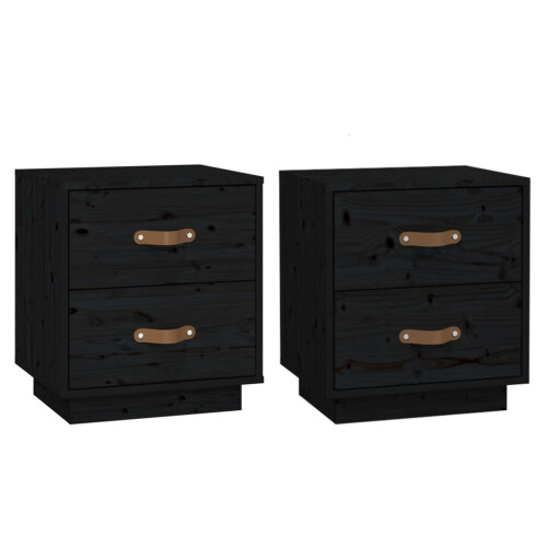 VidaXL (Black, 2) vidaXL 1/2x Solid Wood Pine Bedside Cabinet Nightstand End Table Multi Colours