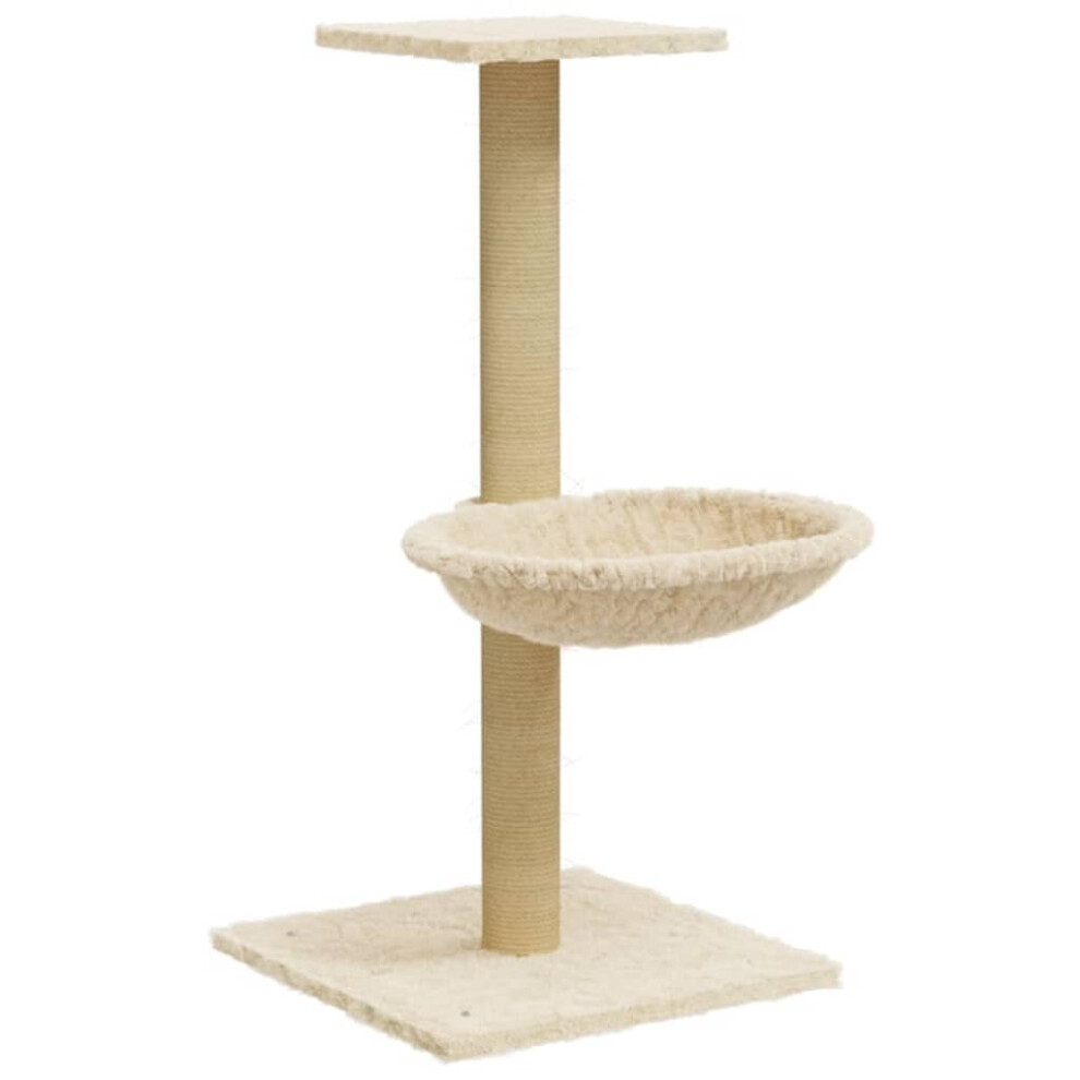 (Cream) vidaXL Cat Tree with Sisal Scratching Post Cat Scratch Tower Multi Colours