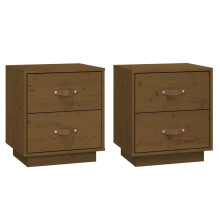 (Honey brown, 2) vidaXL 1/2x Solid Wood Pine Bedside Cabinet Nightstand End Table Multi Colours