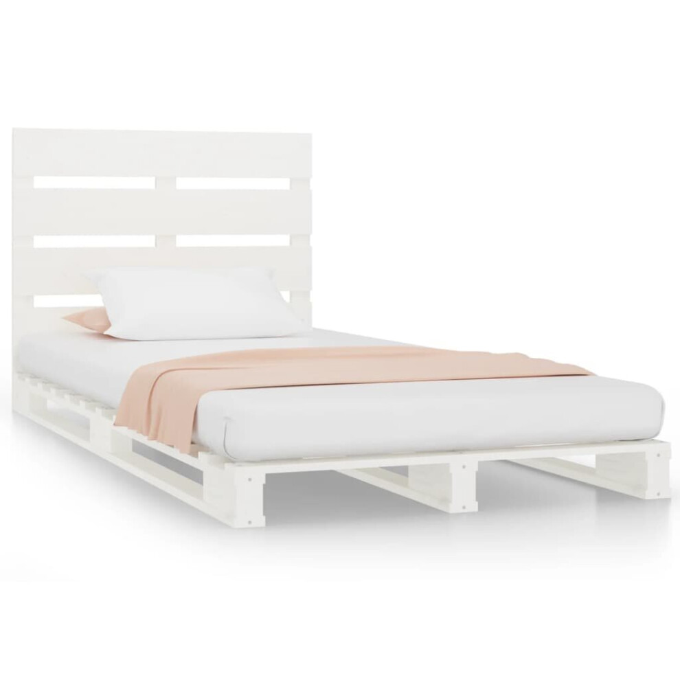 (White, 90 x 200 cm (W x L)) vidaXL Bed Frame Bedstead Wooden Bed Base Mattress Foundation Solid Wood Pine