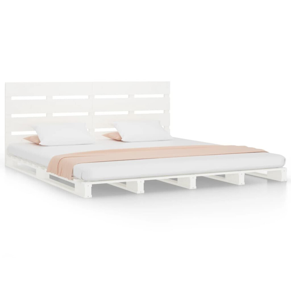 Vidaxl (White, 140 X 200 Cm (W X L)) Bed Frame Bedstead Wooden Bed Base Mattress Foundation Solid Wood Pine