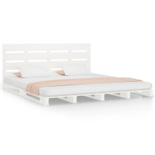 (White, 200 x 200 cm (W x L)) vidaXL Bed Frame Bedstead Wooden Bed Base Mattress Foundation Solid Wood Pine