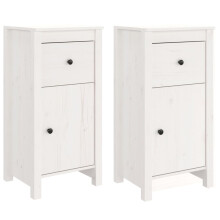 vidaXL 2x Solid Wood Pine Sideboards White Cabinet Cupboard Home Organiser