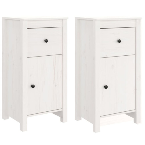 VidaXL vidaXL 2x Solid Wood Pine Sideboards White Cabinet Cupboard Home Organiser