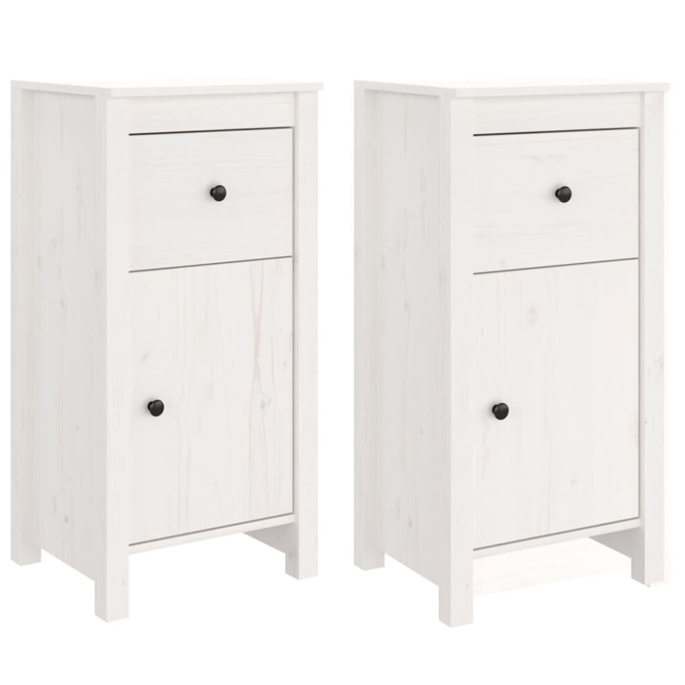 Vidaxl 2X Solid Wood Pine Sideboards White Cabinet Cupboard Home Organiser