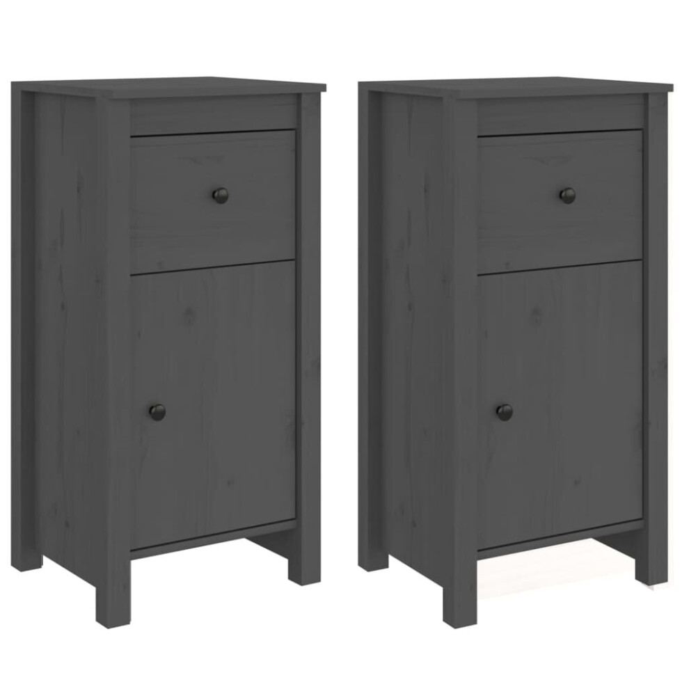 Vidaxl 2X Solid Wood Pine Sideboards Grey Cabinet Cupboard Home Organiser