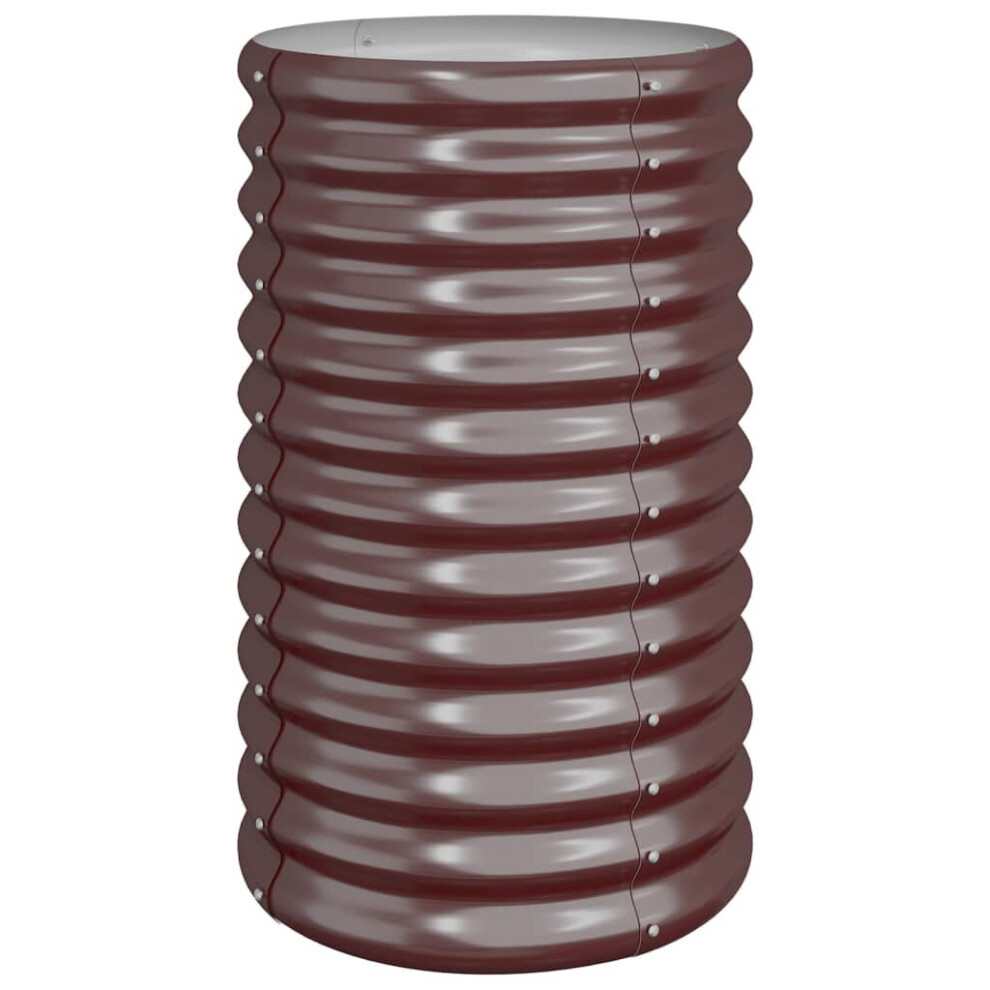 Vidaxl (, 40 X 68 Cm (Dia. X H)) Garden Planter Flower Pot Planter Pot Powder-Coated Steel Raised Bed Brown