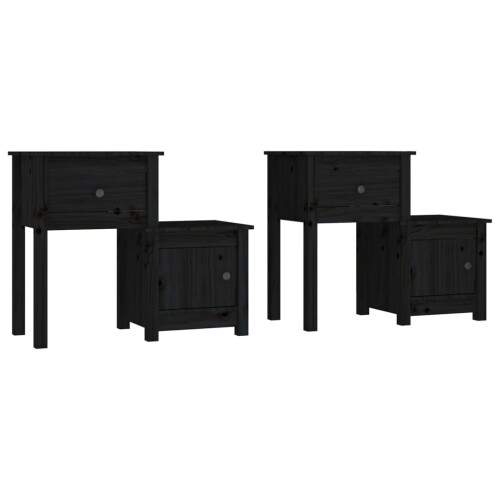 VidaXL (Black, 2) vidaXL 1/2x Solid Wood Pine Bedside Cabinet End Table Cabinet Multi Colours
