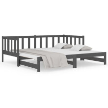 (Grey) vidaXL Solid Wood Pine Pull-out Day Bed Guest Sofa Bed Furniture Multi Colours