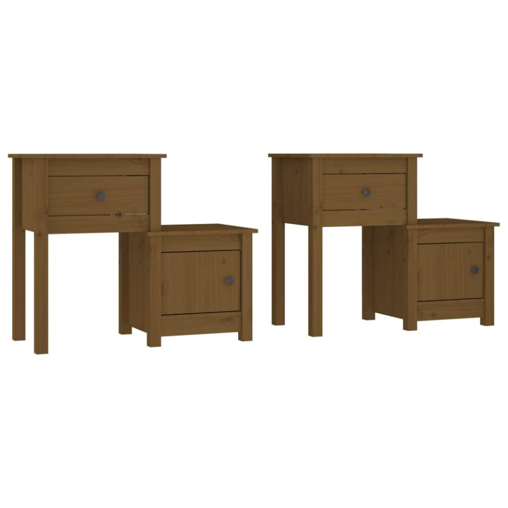 (Honey brown, 2) vidaXL 1/2x Solid Wood Pine Bedside Cabinet End Table Cabinet Multi Colours