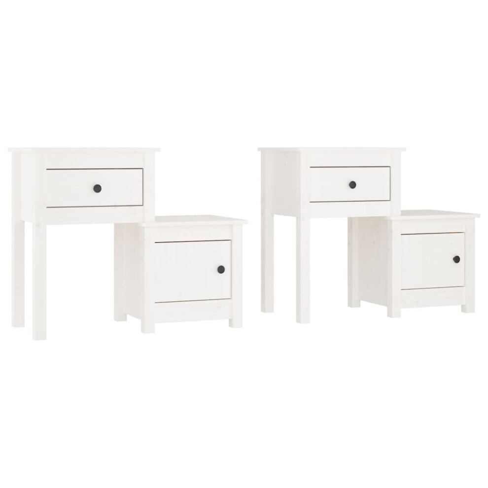 (White, 2) vidaXL 1/2x Solid Wood Pine Bedside Cabinet End Table Cabinet Multi Colours