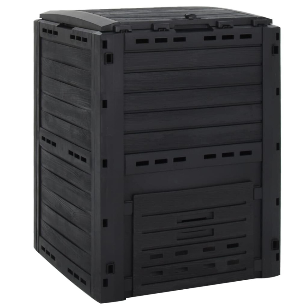 vidaXL Garden Composter Black 280 L Polypropylene Compost Tumbler Waste Box