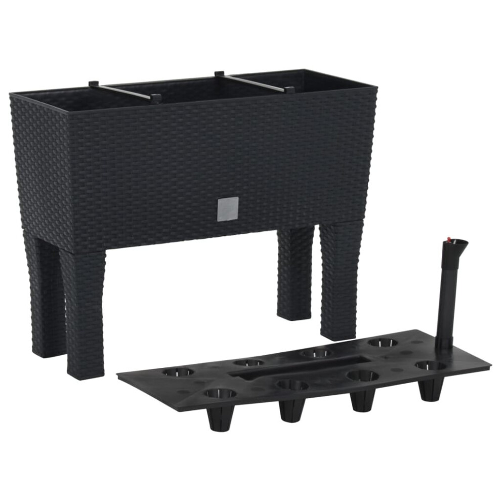 Vidaxl Raised Garden Bed Anthracite 60X25x46 Cm Pp Rattan Plant Pot Stand