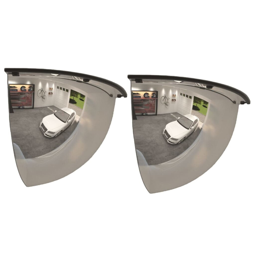 vidaXL 2x Quarter Domed Traffic Mirrors Ã80 cm Acrylic Road Mirror Convex