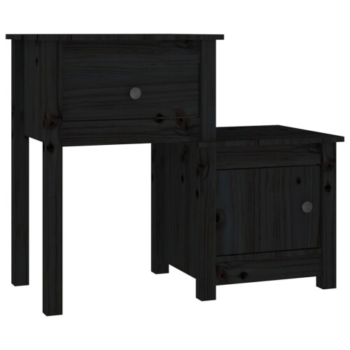 VidaXL (Black, 1) vidaXL 1/2x Solid Wood Pine Bedside Cabinet End Table Cabinet Multi Colours