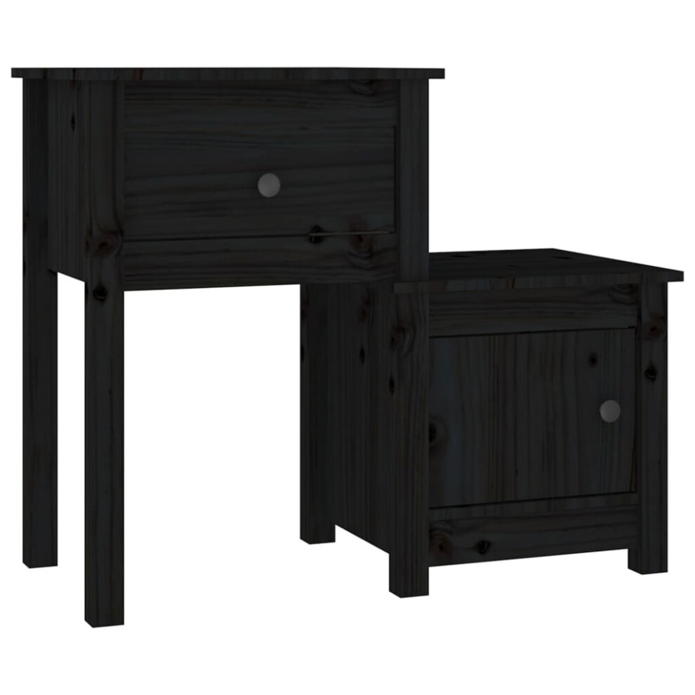 (Black, 1) vidaXL 1/2x Solid Wood Pine Bedside Cabinet End Table Cabinet Multi Colours