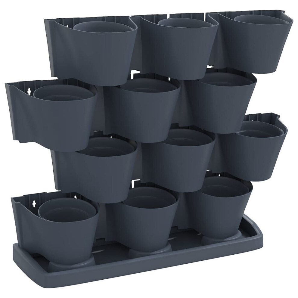Vidaxl 12X Vertical Garden Plant Set Polypropylene Planter Stand Anthracite