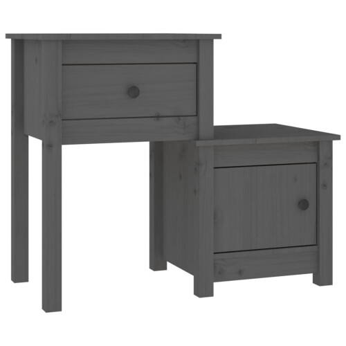 VidaXL (Grey, 1) vidaXL 1/2x Solid Wood Pine Bedside Cabinet End Table Cabinet Multi Colours