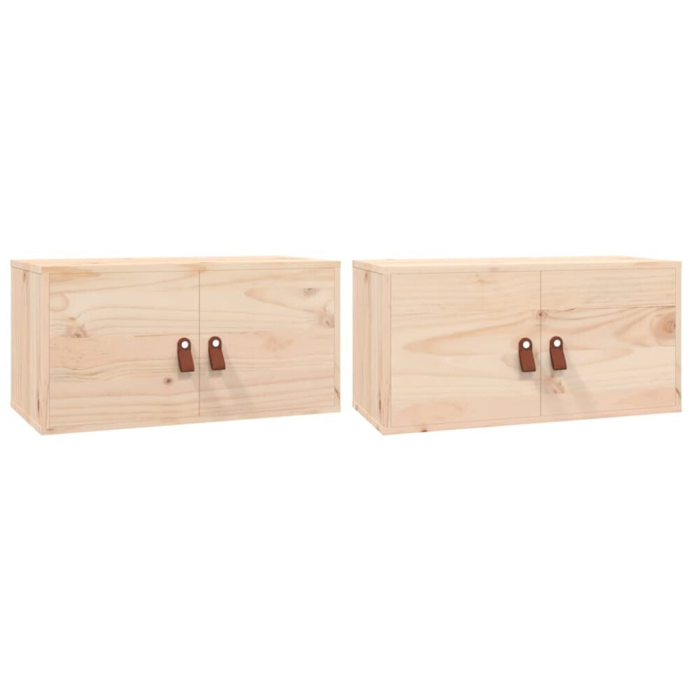 (Brown, 2) vidaXL Wall Cabinet Hanging Storage Cabinet Wall Cupboard Solid Wood Pine