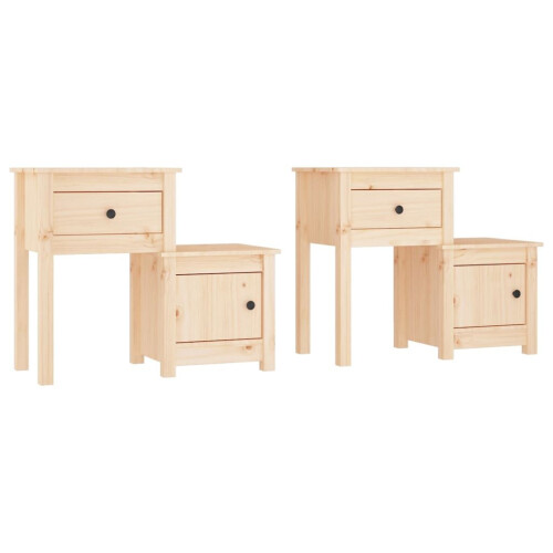 VidaXL (Brown, 2) vidaXL 1/2x Solid Wood Pine Bedside Cabinet End Table Cabinet Multi Colours
