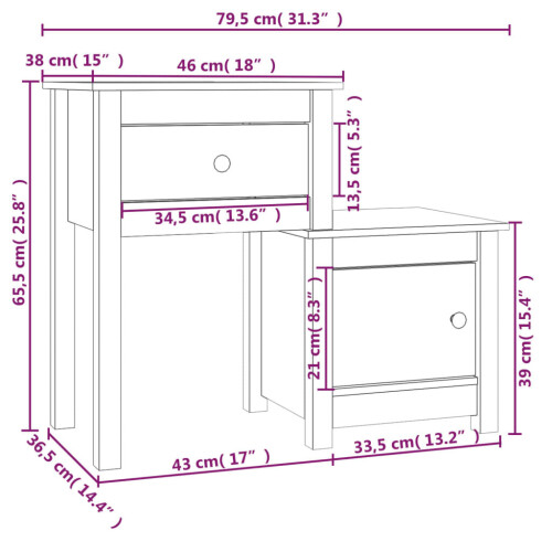VidaXL (Black, 1) vidaXL 1/2x Solid Wood Pine Bedside Cabinet End Table Cabinet Multi Colours 1