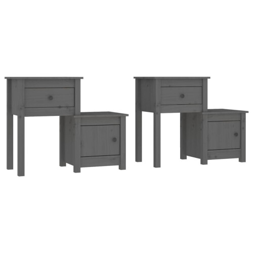 VidaXL (Grey, 2) vidaXL 1/2x Solid Wood Pine Bedside Cabinet End Table Cabinet Multi Colours
