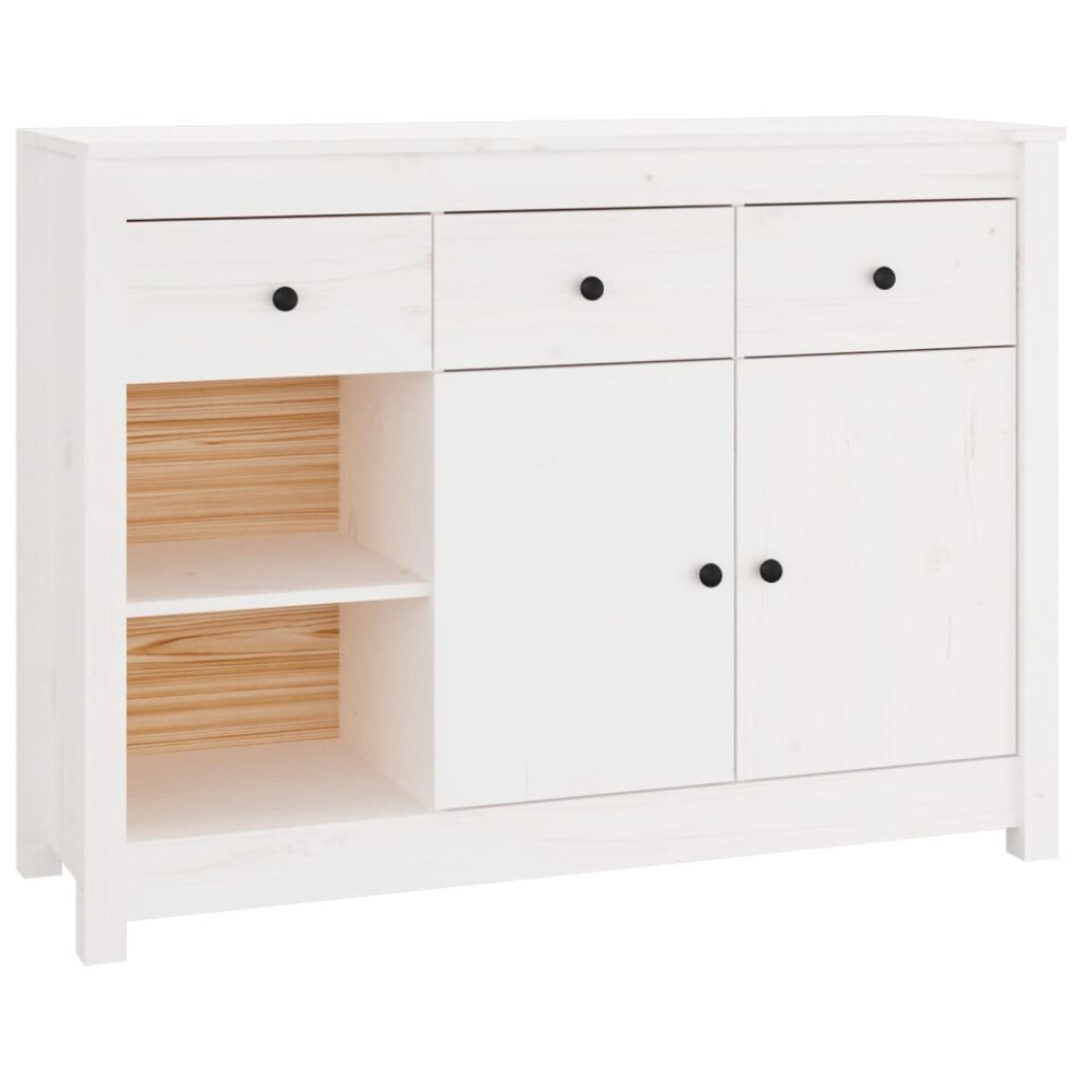 (White) vidaXL Solid Wood Pine Sideboard Wooden Highboard Home Organiser Multi Colours