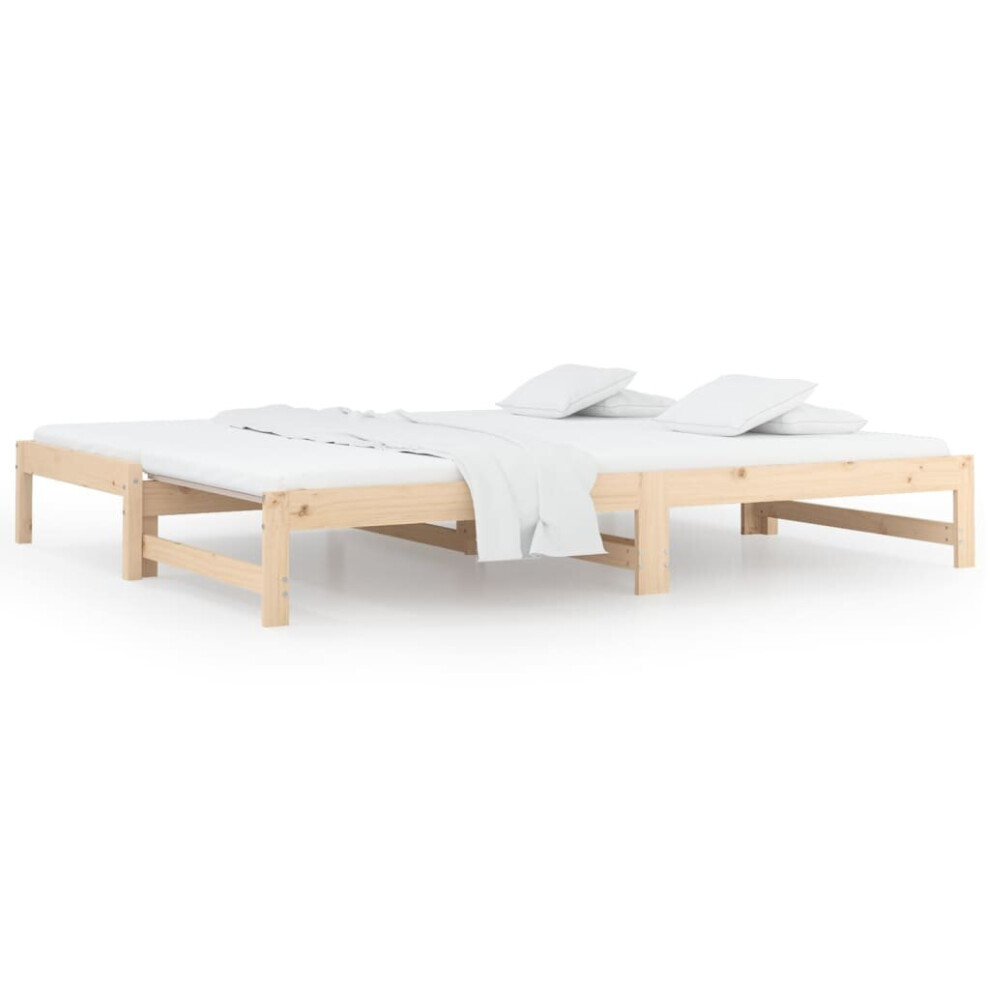 (Brown, 2x(80x200) cm) vidaXL Pull-out Day Bed Bedroom Guest Sofa Bed Daybed Couch Solid Wood Pine