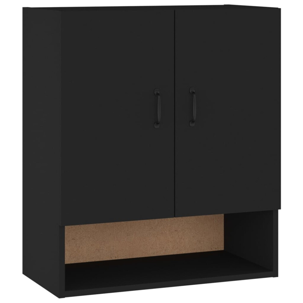 Vidaxl (Black) Wall Cabinet Hanging Storage Cabinet Wall Cupboard Engineered Wood Black
