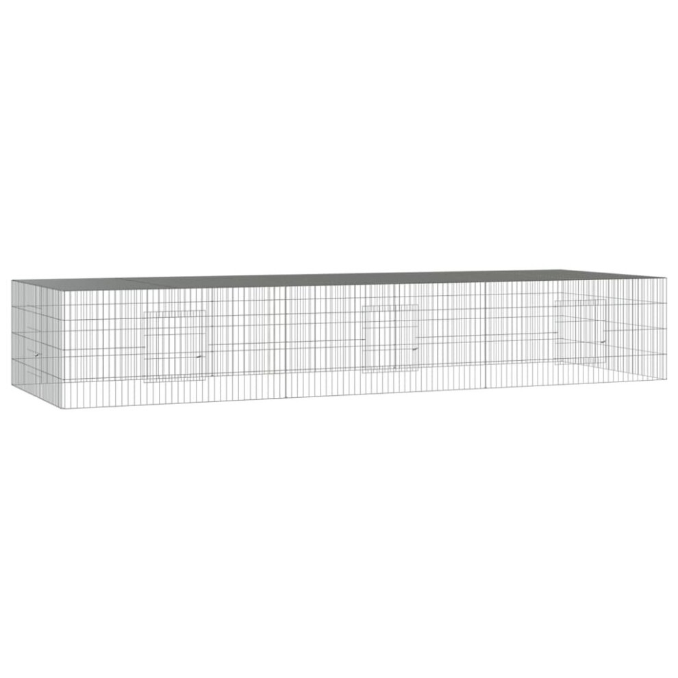 Vidaxl 3-Panel Rabbit Cage 325X109x54 Cm Galvanised Iron Rabbit Enclosure