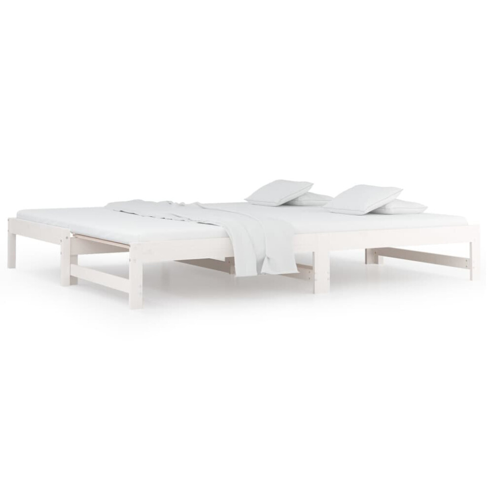 (White, 2x(90x200) cm) vidaXL Pull-out Day Bed Bedroom Guest Sofa Bed Daybed Couch Solid Wood Pine